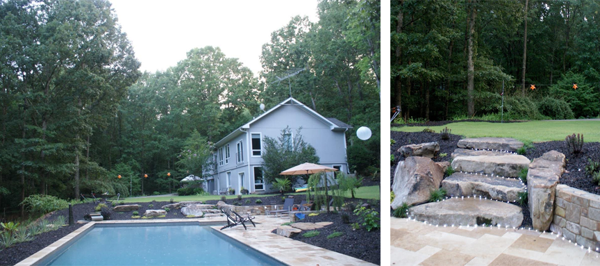 Pool Installation with Stone Stairs